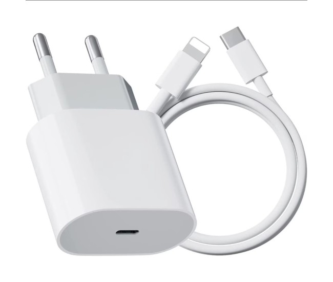 Incarcator Retea Fast Charge, Flippy, Incarcator Standard European PD20W, Compatibil cu iPhone 8-14, Cablu Fast Charge Inclus de 27W, 1m, Alb Incarcator Retea Fast Charge, Flippy, Incarcator Standard European PD20W, Compatibil cu iPhone 8-14, Cablu Fast Charge Inclus de 27W, 1m, Alb