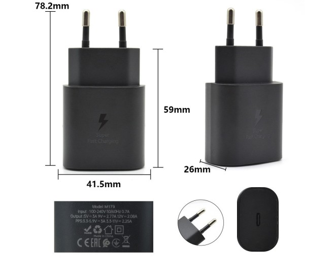 Incarcator Super Fast Charge, Flippy, Incarcator Retea Universal, Compatibil cu Port USB-C, Power Delivery 25W, Negru Incarcator Super Fast Charge, Flippy, Incarcator Retea Universal, Compatibil cu Port USB-C, Power Delivery 25W, Negru