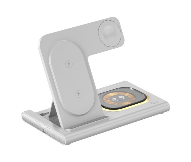 Incarcator Wireless 3 in 1 Fast Charger, Flippy, Compatibil cu Apple iPhone, iWatch, AirPods, New Design, 15W, 16.5 x 14 x 9.5 cm, Alb