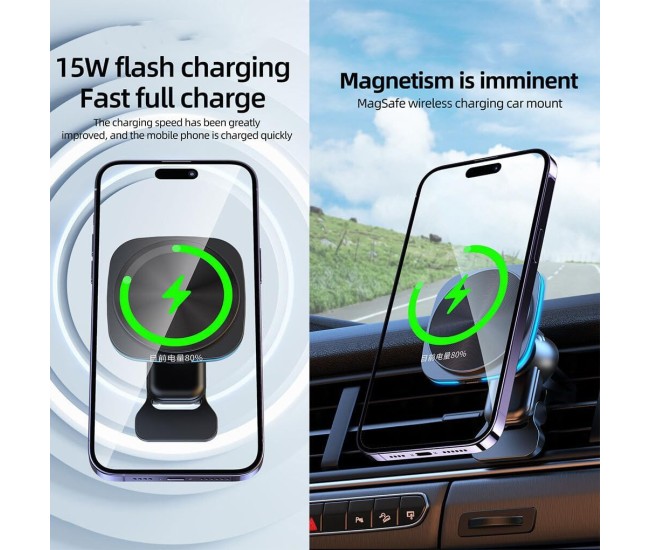 Incarcator Wireless Auto pentru Telefon, Flippy, Statie de Incarcare Magnetica Auto pentru Masina, 15W, 7 x 7 x 6.3 cm, Compatibil cu iOS/Android, Negru Incarcator Wireless Auto pentru Telefon, Flippy, Statie de Incarcare Magnetica Auto pentru Masina, 15W, 7 x 7 x 6.3 cm, Compatibil cu iOS/Android, Negru