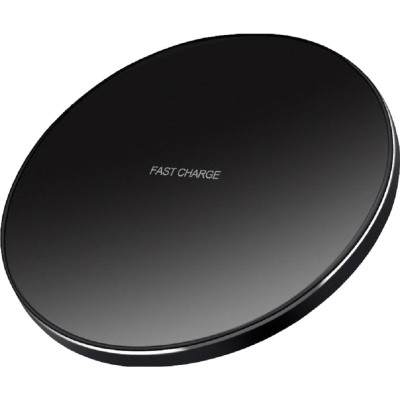 Incarcator Wireless Flippy, Fast Charge, 15W, Ultra Slim, compatibil cu iPhone, cablu inclus, Rotund, Negru