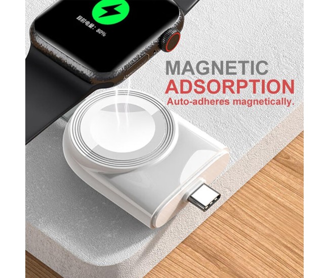 Incarcator Wireless pentru Smart Watch, Flippy, Compatibil cu Apple iWatch 1/9, Magnetic, Interfata TYPE-C, Fara Cablu direct in Statie sau Calculator, Alb Incarcator Wireless pentru Smart Watch, Flippy, Compatibil cu Apple iWatch 1/9, Magnetic, Interfata TYPE-C, Fara Cablu direct in Statie sau Calculator, Alb