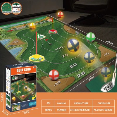 Indoor Golf Carpet Sports Parent-Child Sports Interactive Competitive Toy Set - Color: Golf Carpet Training Set 588B1