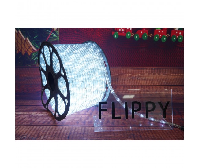 Instalatie Craciun, 20 m, 480 Led-uri, Furtun Luminos, Alb rece, Transformator, 8 jocuri de lumini, Sectionabila, 220 V, Flippy
