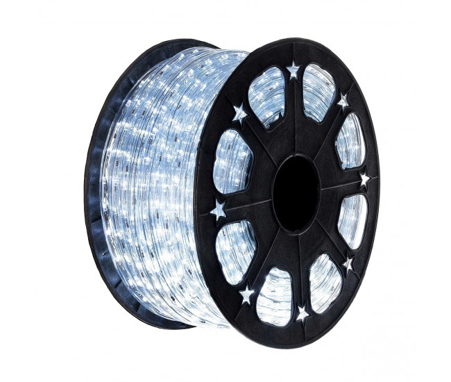 Instalatie Craciun, 20 m, 480 Led-uri, Furtun Luminos, Alb rece, Transformator, 8 jocuri de lumini, Sectionabila, 220 V, Flippy