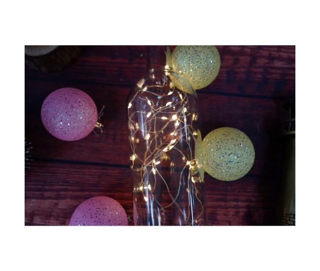 Instalatie Craciun, Liniara, 3 metri, Baterii, 30 LED-uri, Alb Cald, Fir Cupru, Interior/Exterior, Flippy