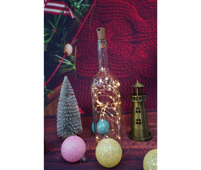 Instalatie Craciun, Liniara, 3 metri, Baterii, 30 LED-uri, Alb Cald, Fir Cupru, Interior/Exterior, Flippy