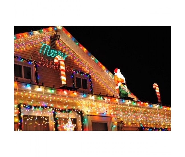 Instalatie Craciun, 35 m, 1001 Led-uri ,Franjuri, Multicolor, 8 jocuri de lumini, Transformator cu telecomanda, Interconectabila, Prelungitor 5 m inclus, Fir Transparent, Flippy Instalatie Craciun, 35 m, 1001 Led-uri ,Franjuri, Multicolor, 8 jocuri de lumini, Transformator cu telecomanda, Interconectabila, Prelungitor 5 m inclus, Fir Transparent, Flippy