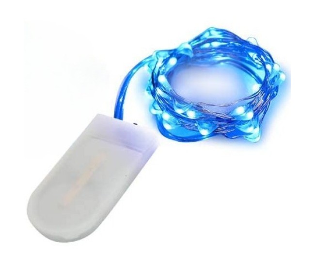 Instalatie Craciun, 5 metri, 50 LED-uri, Albastru, cu baterii, fir cupru, liniar, interior/exterior, Flippy Instalatie Craciun, 5 metri, 50 LED-uri, Albastru, cu baterii, fir cupru, liniar, interior/exterior, Flippy