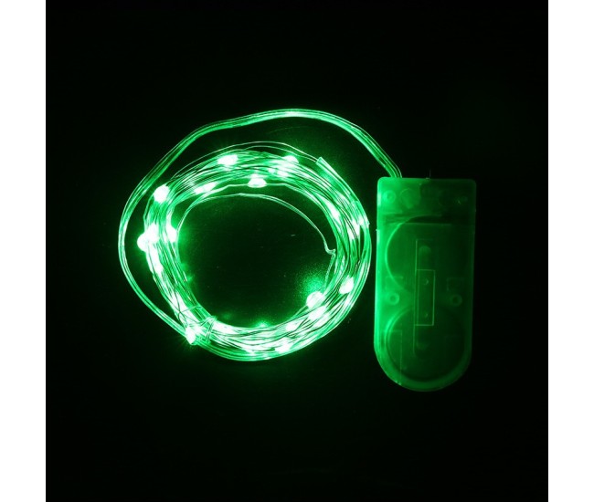 Instalatie Craciun, 5 metri, 50 LED-uri, Verde, cu baterii, fir cupru, liniar, interior/exterior, Flippy