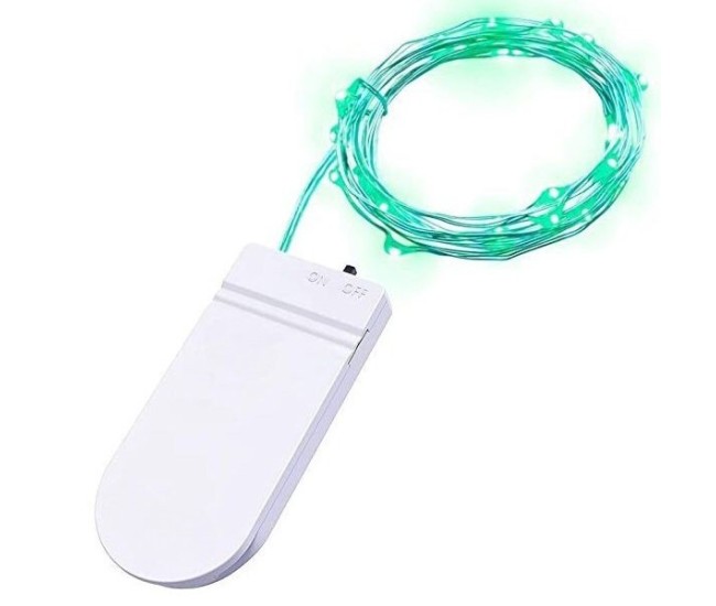 Instalatie Craciun, 5 metri, 50 LED-uri, Verde, cu baterii, fir cupru, liniar, interior/exterior, Flippy
