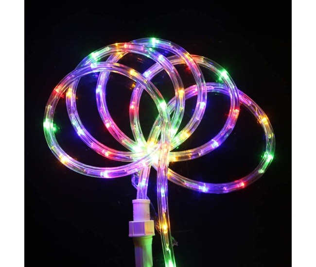 Instalatie Craciun, 76 m, 1824 Led-uri, Furtun Luminos, Multicolor, Transformator, 8 jocuri de lumini, Sectionabila, 220 V, Flippy