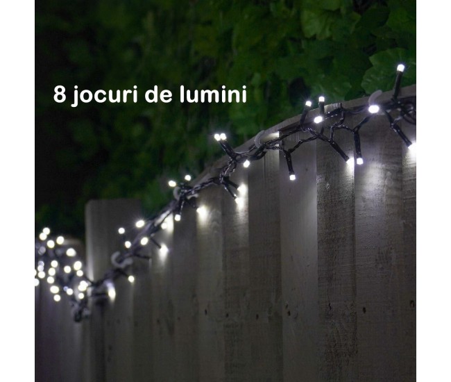 Instalatie Craciun Liniara 100 LED 9 m + 1 m Beculet cu 6 unghiuri Alb Rece fir negru Instalatie Craciun Liniara 100 LED 9 m + 1 m Beculet cu 6 unghiuri Alb Rece fir negru