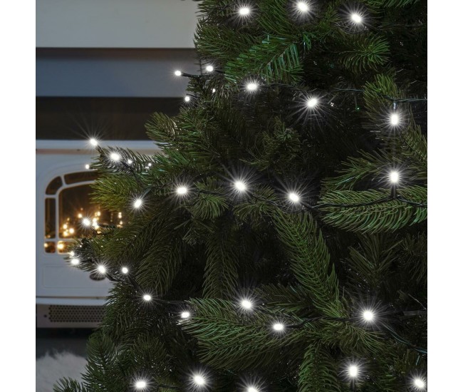 Instalatie Craciun Liniara 100 LED 9 m + 1 m Beculet cu 6 unghiuri Alb Rece fir negru Instalatie Craciun Liniara 100 LED 9 m + 1 m Beculet cu 6 unghiuri Alb Rece fir negru