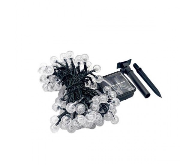 Instalatie Craciun, Tip Globuri de cristal, 30 Led-uri, 6.5 metri, Alb rece, Energie solara, Senzor de lumina, Flippy Instalatie Craciun, Tip Globuri de cristal, 30 Led-uri, 6.5 metri, Alb rece, Energie solara, Senzor de lumina, Flippy