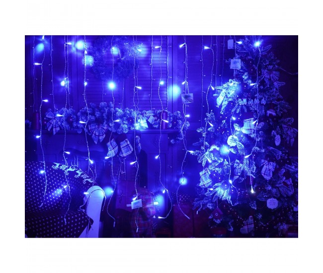 Instalatie Craciun, Tip Perdea, IP44, 5 m x 1 m, 300 LED-uri, Albastru, cu flash, Transformator, Interconectabila, Prelungitor 5 m inclus, Fir transparent, Interior/ Exterior, Flippy Instalatie Craciun, Tip Perdea, IP44, 5 m x 1 m, 300 LED-uri, Albastru, cu flash, Transformator, Interconectabila, Prelungitor 5 m inclus, Fir transparent, Interior/ Exterior, Flippy