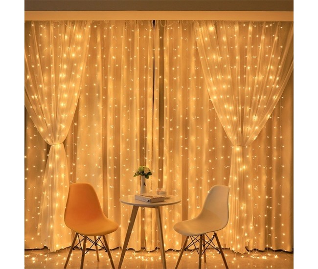 Instalatie Craciun, Tip Perdea, IP44, 8 m x 2 m, 960 LED-uri, Alb cald, 8 jocuri de lumini, Transformator cu telecomanda, Interconectabila, Prelungitor 5 m inclus, Fir transparent, Interior/ Exterior, Flippy Instalatie Craciun, Tip Perdea, IP44, 8 m x 2 m, 960 LED-uri, Alb cald, 8 jocuri de lumini, Transformator cu telecomanda, Interconectabila, Prelungitor 5 m inclus, Fir transparent, Interior/ Exterior, Flippy