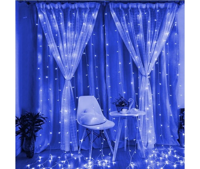 Instalatie Craciun, Tip Perdea, IP44, 8 m x 2 m, 960 LED-uri, Albastru, cu flash, Transformator cu telecomanda, Interconectabila, Prelungitor 3 m inclus, Fir transparent, Interior/ Exterior, Flippy Instalatie Craciun, Tip Perdea, IP44, 8 m x 2 m, 960 LED-uri, Albastru, cu flash, Transformator cu telecomanda, Interconectabila, Prelungitor 3 m inclus, Fir transparent, Interior/ Exterior, Flippy