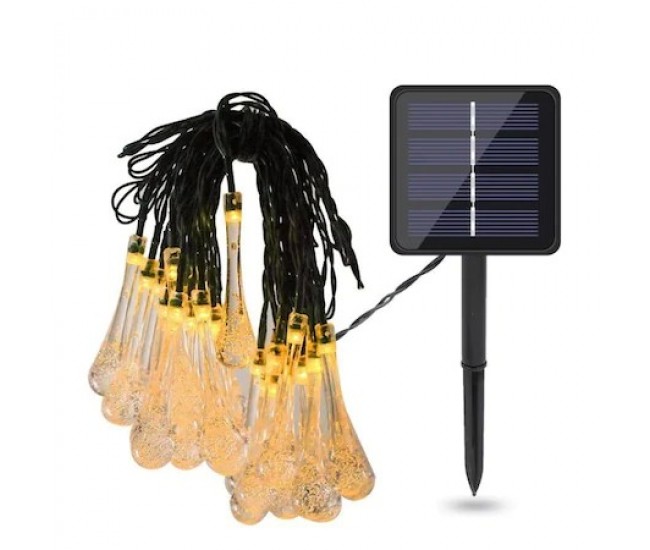 Instalatie Craciun, Tip Picaturi de apa, 20 Led-uri, 5 metri, Alb cald, Energie solara, Senzor de lumina, Flippy Instalatie Craciun, Tip Picaturi de apa, 20 Led-uri, 5 metri, Alb cald, Energie solara, Senzor de lumina, Flippy