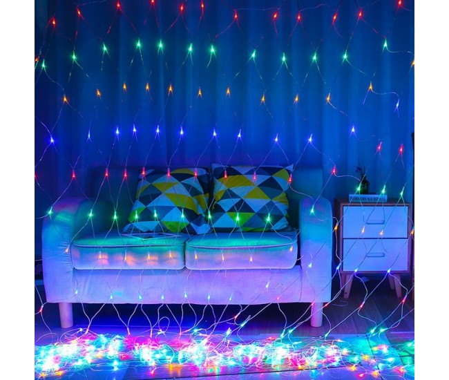 Instalatie Craciun, Tip Plasa, 6 m x 2 m, 480 LED-uri, Multicolor, 8 jocuri de lumini, Transformator, Interconectabila, Prelungitor 3 m inclus, Fir transparent, Flippy Instalatie Craciun, Tip Plasa, 6 m x 2 m, 480 LED-uri, Multicolor, 8 jocuri de lumini, Transformator, Interconectabila, Prelungitor 3 m inclus, Fir transparent, Flippy