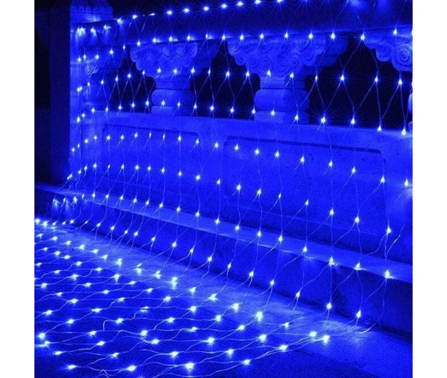 Instalatie Craciun, Tip Plasa, IP 44, 16 x 1 m, 640 LED-uri, Albastru, 8 jocuri de lumini, Transformator fara telecomanda, Interconectabila, Prelungitor 5 m inclus, Fir transparent, Flippy Instalatie Craciun, Tip Plasa, IP 44, 16 x 1 m, 640 LED-uri, Albastru, 8 jocuri de lumini, Transformator fara telecomanda, Interconectabila, Prelungitor 5 m inclus, Fir transparent, Flippy