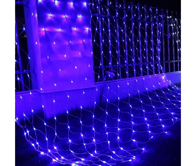 Instalatie Craciun, Tip Plasa, IP 44, 16 x 1 m, 640 LED-uri, Albastru, 8 jocuri de lumini, Transformator fara telecomanda, Interconectabila, Prelungitor 5 m inclus, Fir transparent, Flippy Instalatie Craciun, Tip Plasa, IP 44, 16 x 1 m, 640 LED-uri, Albastru, 8 jocuri de lumini, Transformator fara telecomanda, Interconectabila, Prelungitor 5 m inclus, Fir transparent, Flippy