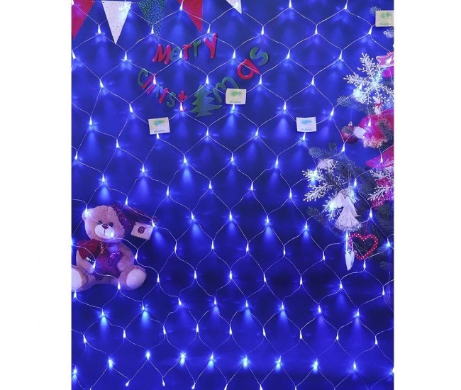 Instalatie Craciun, Tip Plasa, IP 44, 16 x 1 m, 640 LED-uri, Albastru, 8 jocuri de lumini, Transformator fara telecomanda, Interconectabila, Prelungitor 5 m inclus, Fir transparent, Flippy Instalatie Craciun, Tip Plasa, IP 44, 16 x 1 m, 640 LED-uri, Albastru, 8 jocuri de lumini, Transformator fara telecomanda, Interconectabila, Prelungitor 5 m inclus, Fir transparent, Flippy