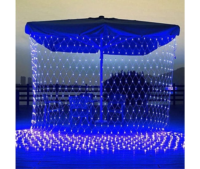 Instalatie Craciun, Tip Plasa, IP 44, 16 x 1 m, 640 LED-uri, Albastru, 8 jocuri de lumini, Transformator fara telecomanda, Interconectabila, Prelungitor 5 m inclus, Fir transparent, Flippy Instalatie Craciun, Tip Plasa, IP 44, 16 x 1 m, 640 LED-uri, Albastru, 8 jocuri de lumini, Transformator fara telecomanda, Interconectabila, Prelungitor 5 m inclus, Fir transparent, Flippy