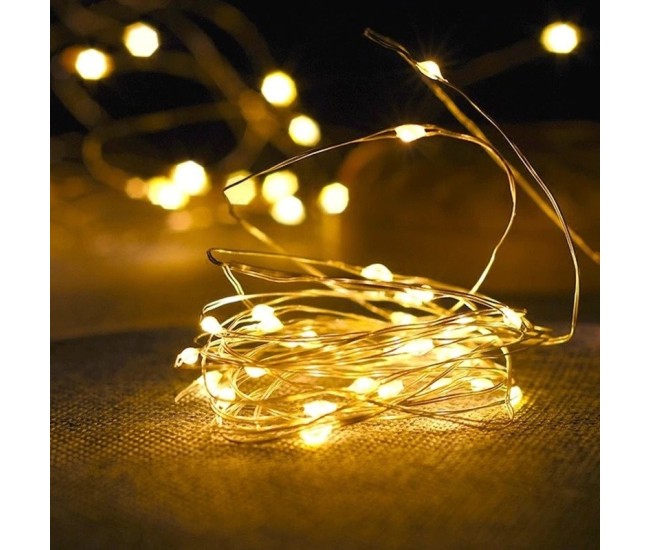 Instalatie de Craciun cu Baterii Tip Liniar, 2 jocuri de lumini, Fir Cupru 3 m 30 LED -uri, Alb Cald