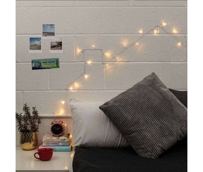 Instalatie de Craciun cu Baterii Tip Liniar, 2 jocuri de lumini, Fir Transparent 1 m 10 LED -uri, Alb Cald