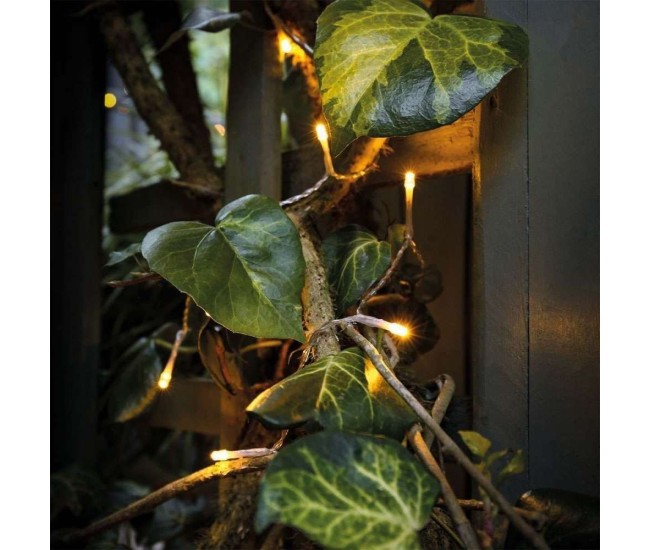 Instalatie de Craciun cu Baterii Tip Liniar, 2 jocuri de lumini, Fir Transparent 1 m 10 LED -uri, Alb Cald