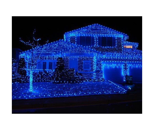 Instalatie de Craciun cu Baterii Tip Liniar, 2 jocuri de lumini, Fir transparent 1 m 10 LED -uri, Albastru