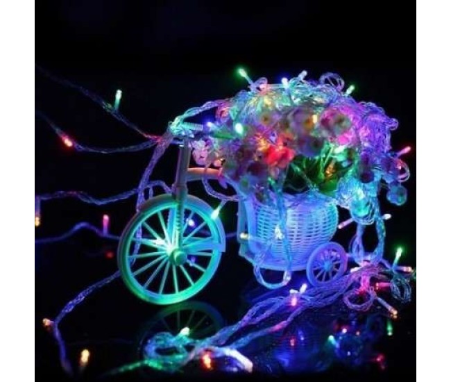 Instalatie de Craciun cu Baterii Tip Liniar, 2 jocuri de lumini, Fir Transparent 2 m 20 LED -uri, Multicolor