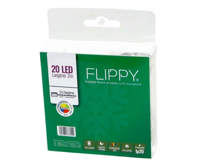 Instalatie de Craciun cu Baterii Tip Liniar, 2 jocuri de lumini, Fir Transparent 2 m 20 LED -uri, Multicolor