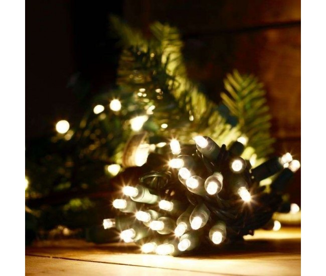 Instalatie de Craciun cu Baterii Tip Liniar, 2 jocuri de lumini, Fir Verde 3 m 30 LED -uri, Alb Cald