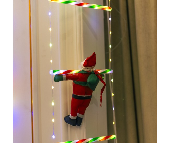 Instalatie LED de Craciun, Flippy, cu Accesorii, Lumina Calda, Lungime 1.7m, 8 Trepte, 144 de Luminite, 8 Moduri, Model Mos Craciun pe Scara, Multicolor Instalatie LED de Craciun, Flippy, cu Accesorii, Lumina Calda, Lungime 1.7m, 8 Trepte, 144 de Luminite, 8 Moduri, Model Mos Craciun pe Scara, Multicolor