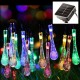 Instalatie Solara 6 m, 28 Led-uri cu Ornament tip picatura de apa, Liniara, Fir negru, Multicolor