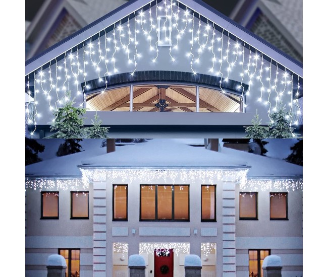 Instalatie Solara Craciun Turturi, IP44, 5 m, 143 Led-uri, Perdea Franjurata, alb rece, 8 jocuri de lumini, cu Telecomanda, 31V, 500 mAh, Acumulator de 2400 mAh, Exterior, Prelungitor 5 m inclus, Fir Alb, Flippy Instalatie Solara Craciun Turturi, IP44, 5 m, 143 Led-uri, Perdea Franjurata, alb rece, 8 jocuri de lumini, cu Telecomanda, 31V, 500 mAh, Acumulator de 2400 mAh, Exterior, Prelungitor 5 m inclus, Fir Alb, Flippy