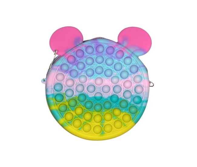 Jucarie antistres din silicon Flippy, Geanta Pop It, 16 cm, Soricel, Macarons