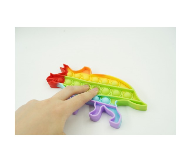 Jucarie antistres din silicon, Flippy, Pop It Now and Flip It, Dinozaur mic, Multicolor V3