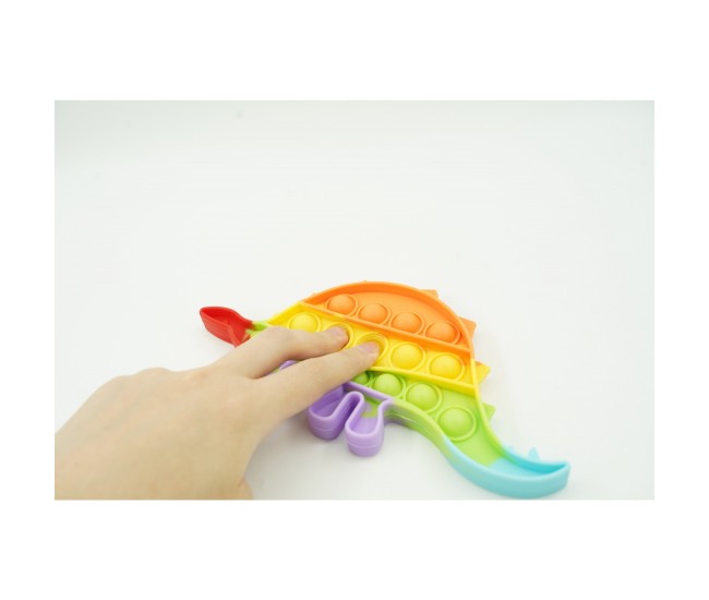 Jucarie antistres din silicon, Flippy, Pop It Now and Flip It, Dinozaur mic, Multicolor V4