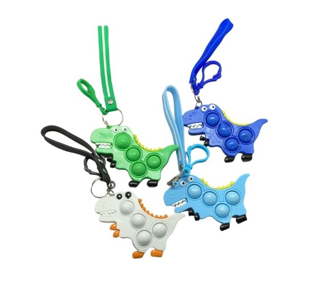 Jucarie antistres din silicon, Flippy, Pop It Now and Flip It, Simple Dimple, Breloc, Dinozaur, Verde