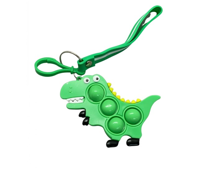 Jucarie antistres din silicon, Flippy, Pop It Now and Flip It, Simple Dimple, Breloc, Dinozaur, Verde