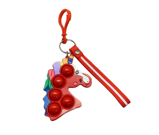 Jucarie antistres din silicon, Flippy, Pop It Now and Flip It, Simple Dimple, Breloc, Unicorn, Rosu