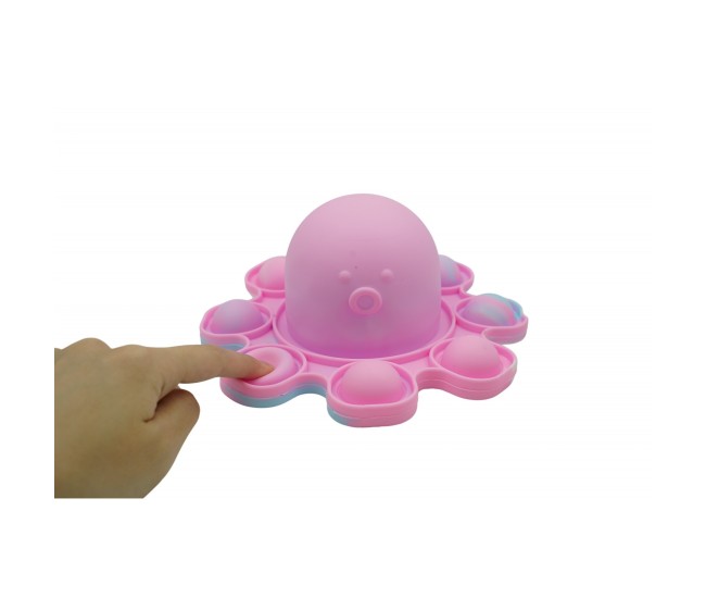 Jucarie Antistres, Flippy, Tip Pop It, Caracatita Reversibila, din Silicon, 20 x 10 cm, Multicolor/Lila