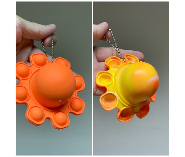 Jucarie Antistres, Flippy, Tip Pop It, Caracatita Reversibila, din Silicon, 20 x 10 cm, Portocaliu