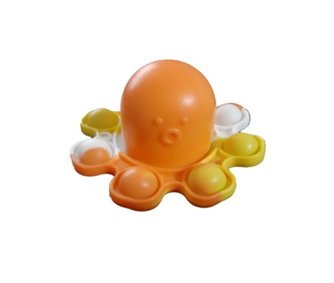 Jucarie Antistres, Flippy, Tip Pop It, Caracatita Reversibila, din Silicon, 20 x 10 cm, Portocaliu