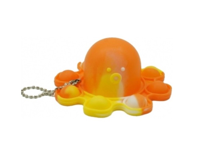 Jucarie Antistres, Flippy, Tip Pop It, Caracatita Reversibila, din Silicon, 20 x 10 cm, Portocaliu