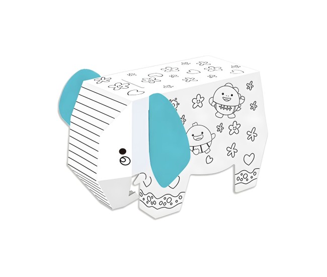 Jucarie Creativa pentru Copii, Flippy, Model Elefant 3D, Set de Asamblat si Colorat din Carton, Puzzle 3D Educativ, 34 x 14 x 23 cm, 3+ ani, Multicolor