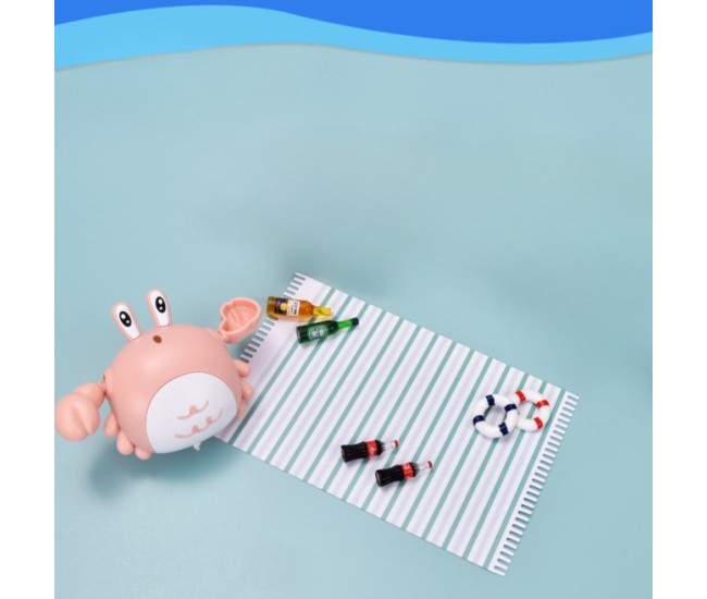 Jucarie de baie pentru copii, Flippy, crab, 10 cm, Roz cu fir Jucarie de baie pentru copii, Flippy, crab, 10 cm, Roz cu fir